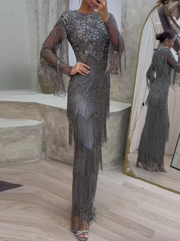 Vestido de malha com lantejoulas