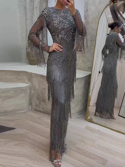 Vestido de malha com lantejoulas